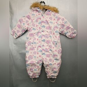 Pink and White Kids One Piece Snow Bodysuit